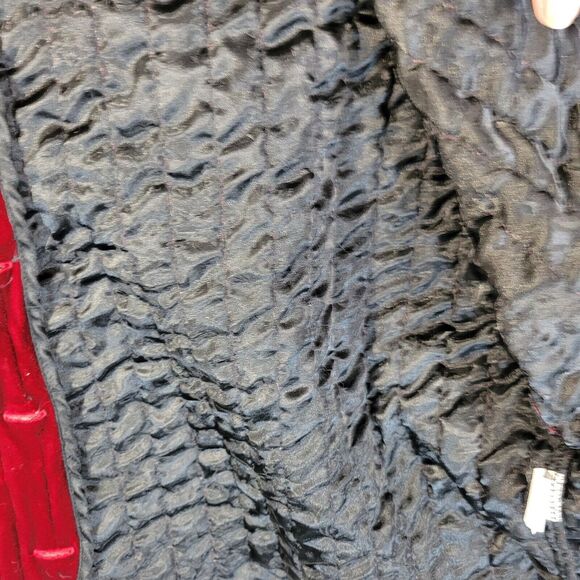 john paul richard womens velevt quilted jacket wine red size large button front - Picture 3 of 10